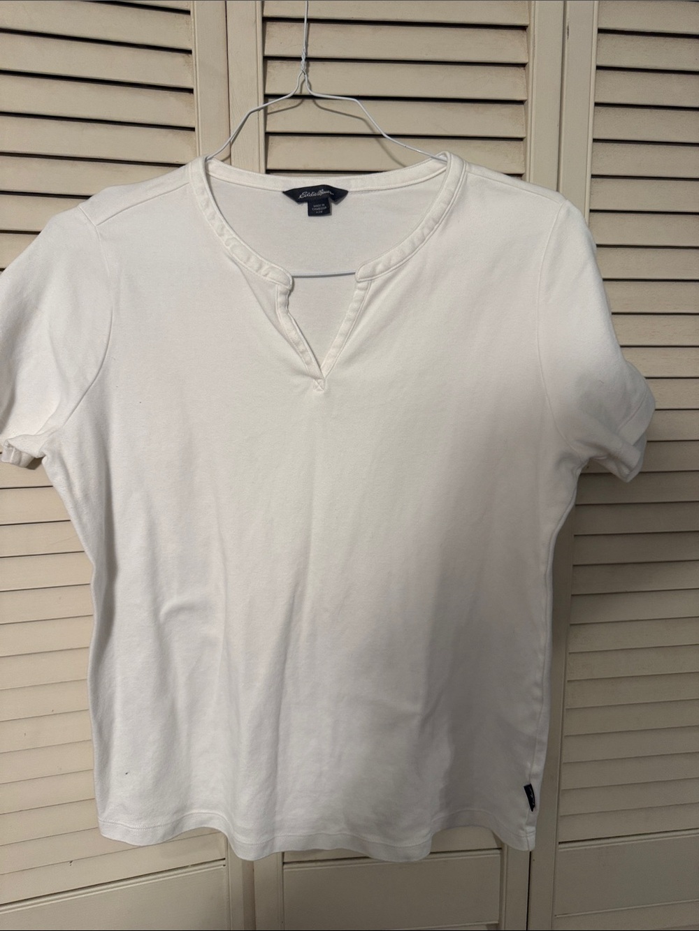 Eddie Bauer White Short-Sleeve Henley Tee